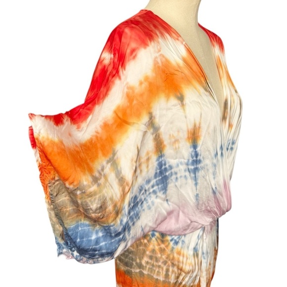 Young Fabulous & Broke The Siren Maxi Dress in Red Rainbow Wash Small - Picture 8 of 14